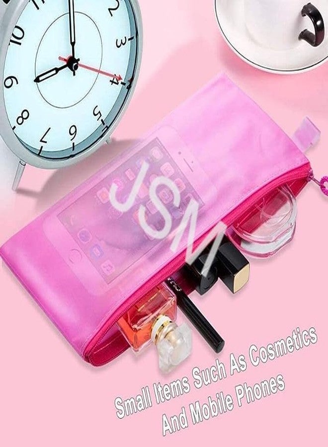 JSMSH حقائب JSMSH متعددة الأغراض مقاومة للماء بسحاب، حامل مستندات/حافظة أقلام/حقائب تخزين أدوات مكتبية/حقيبة مستحضرات تجميل/منظم سفر (متعددة الألوان، بحجم الشيك) (عبوة من 5 قطع) - Image 2